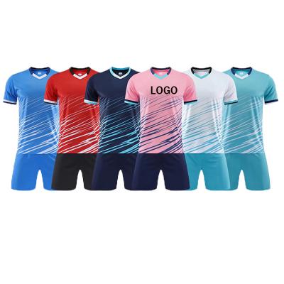 China Sets 2022 New Summer Adult Kids Customized Wholesale LOGO Design Soccer Jersey Football Shirt Singlet Set Blank for sale