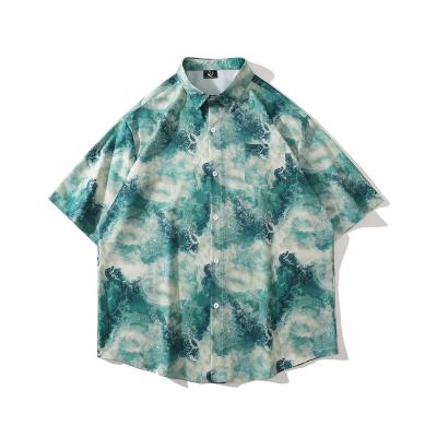 China New Summer Fashion Hawaiian Men's Shirts Summer Resort Custom Men's Casual Shirts Vintage Style Painting Printed Men's Shirts for sale