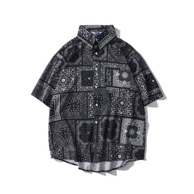 China Custom Men's Hawaiian Anti-pilling Shirts Summer Fashion Resort Mens Shirts Vintage Casual Style Printed Mens Shirts for sale