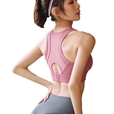 China New Breathable Women Running Soft Compression Fitness Yoga Sports Full Support Bra With Removable Cups for sale