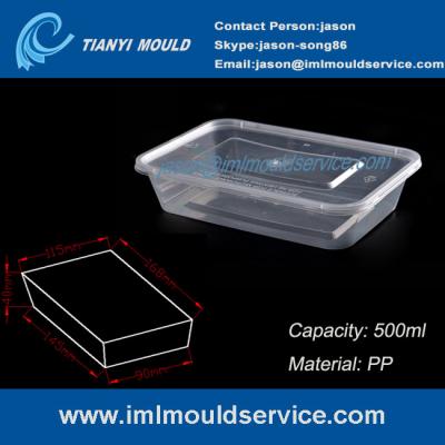 China 500ml thin wall diposable plastic rectangular box and containers mould with lids for sale