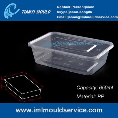 China PP 650ml thin wall rectangular plastic food box and containers mould for sale