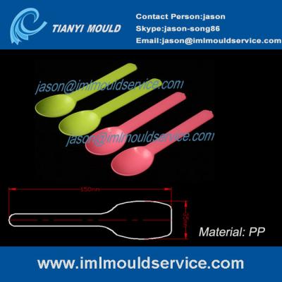 China disposable plastic red and yellow yoghourt spoons mould in china for sale