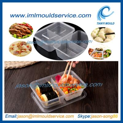 China disposable 2 compartment plastic thin wall food container mould with 650ml for sale