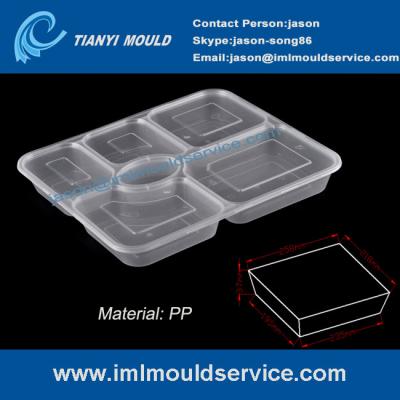 China disposable easylunchboxes 6-compartment thin wall food containers mould with a clear lid for sale