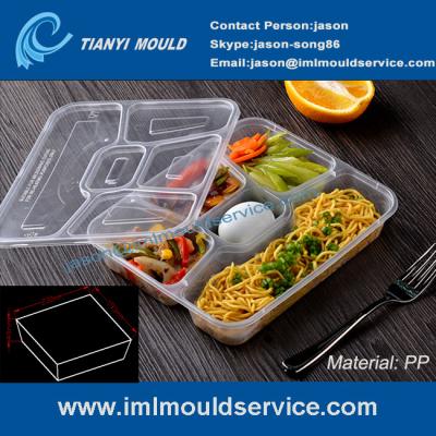 China multi-compartment thin wall disposable food container mould, lunch box 5 compartment mold for sale