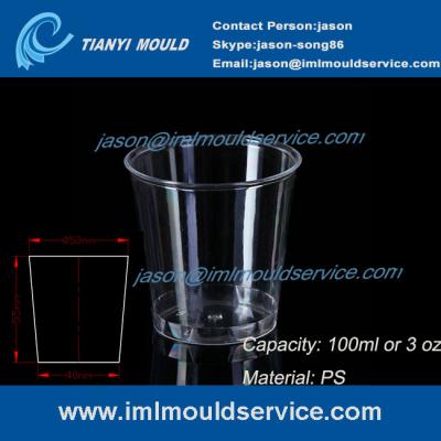 China clear 100ml thin wall PS plastic disposable drinking cups mould manufacturers and supplier for sale