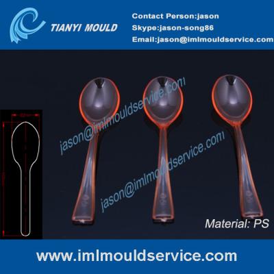 China PS small red clear plastic disposable ice cream spoon and serving spoon mould for sale