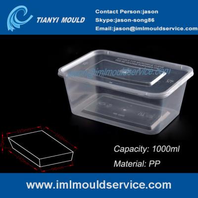 China clear thin wall plastic rectangular boxes and container product mould with PP 1000ml for sale