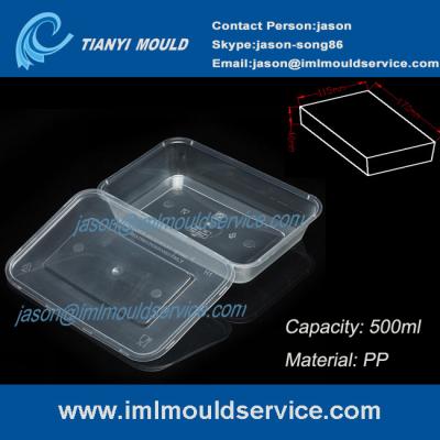 China PP 500ml clear thin wall rectangular plastic takeaway food storage mold for sale