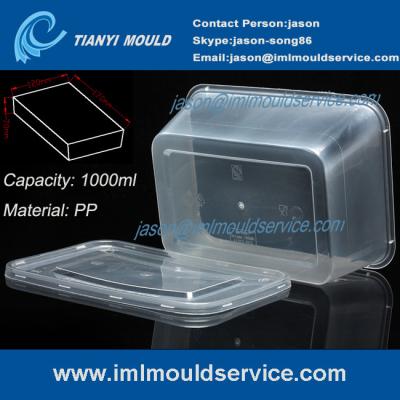 China PP 1000ml thin wall disposable rectangular plastic food box/ transparent packaging mould for sale