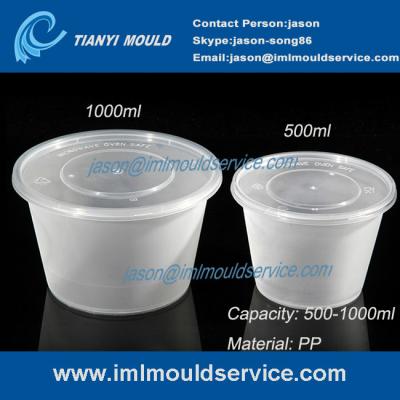 China 500ml/1000ml clear PP plastic disposable noodle bowl and soup bowl with lid mould for sale