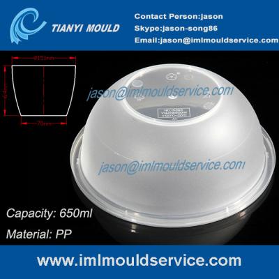 China 650ml clear PP disposable microwave plastic food bowl /round plastic bowl with cover mould for sale