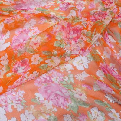 China Wholesale Copy Pure Georgette Fabric Silk Chiffon Fabric Fashion Silk Fabric Flower Silk for sale