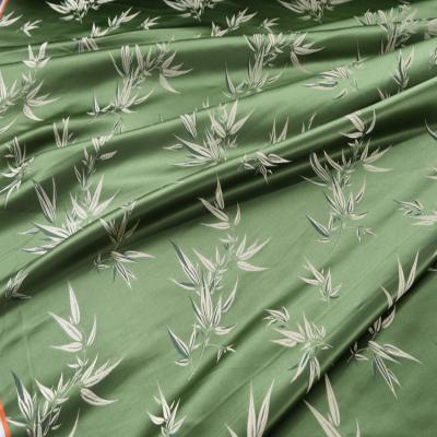 China Pure silk brocade bamboo leaf designs curtain floral silk tablecloth cushion chinese jacquard silk fabric for sale