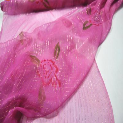 China Pure Silk Lurex Fabric With Metallic Jacquard Lurex Chiffon Silk Fabric In Stock for sale