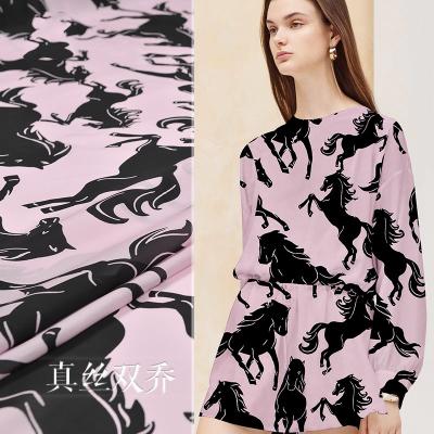 China Custom Made 100% Pure Crepe De Chine Silk Fabric Horse Silk CDC For Women Dress With Grade 6A for sale