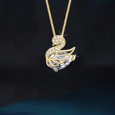 China 925 Sterling Silver Swan Pendant Zircon Lead Free Nickel Free Charm for sale