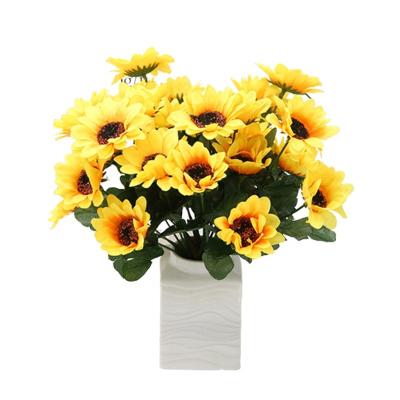 China Unique Artificial Flowers Seven Heads Sunflower Waterproof Silk Hotel Restaurant Divide Decorative Flowers for sale