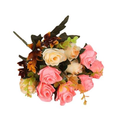 China High Quality Silk Multicolor Artificial Vintage Two Tone Roses For Decoration Wedding Bouquet for sale