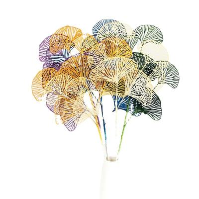 China High Quality Wedding Plastics Decoration Gold Biloba Ginkgo Leaves For Home And Bouquet Decoration for sale