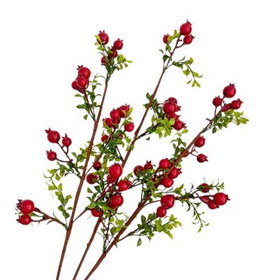 China High Quality Foam Berry Sprig Autumn Leaves Foam Pomegranate Yarn Artificial Flower For Home Decoration for sale