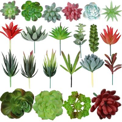 China Hot Selling Cheap Fake Succulents PVC/PE/TPR Mini Artificial Succulent Without Pots For Indoor for sale