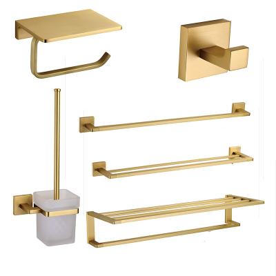 China For Family Bathroom Brush Gold Bathroom Toilet Paper Holder Accessory Towel Rail for sale