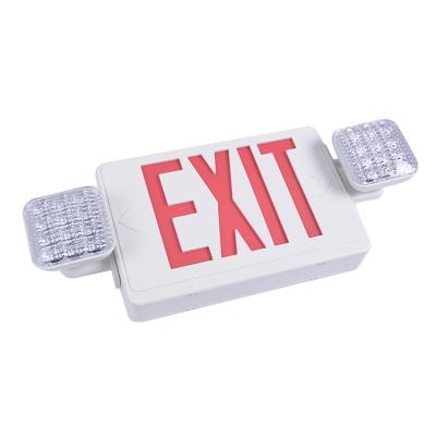 China Hotel ABS Housing Rechargeable Alarm Lights Led Combo Emergency Light Fire Safety Exit Sign For Building for sale