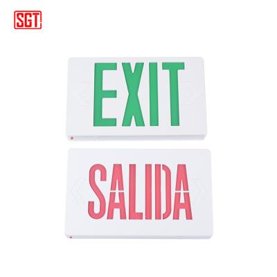 China Commercial American Standard Red or Green EXIT or SALIDA light led emergency light exit sign light with battery for sale