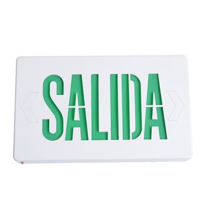 China Commercial battery holder green red salida led emergency light emergency fire safety exit sign rechargeable panel for sale