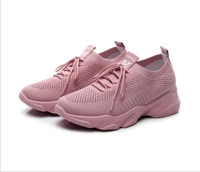 China Anti-odor Fashion Women Flats Platform Casual Sneakers Knit Shoes Woman Breathable Stretch Fabric Ladies Footwear for sale