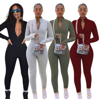 China Anti-Static Women Long Sleeve Solid Color Jumpsuit Overalls Rompers Playsuit Women Full Body Overalls for sale