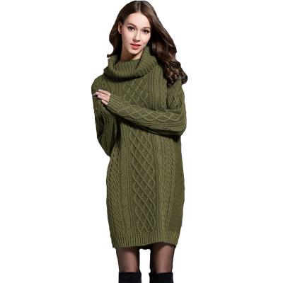 China Hot Selling QUICK DRY Stylish Knitted Thick Neck Turtleneck Women Long Sleeve Plus Size Sweater Sweater Dress for sale