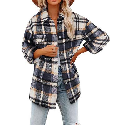 China Viable hot sale 2021autumn and fashionable plaid women winter loose clothing long sleeve plus size thin warm fur coat for sale