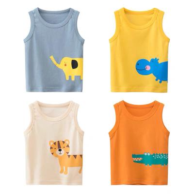 China Anti-pilling summer home use girl's cotton clothing children's T-shirt anti-pilling vest girls sleeveless T-shirts for sale