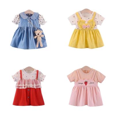 China Anti-Wrinkle Anti-wrinkle Children's Baby's Collar Dress Summer Style Girls Bubble Sleeve Princess Skirt Children's Skirt For 3-8 Years for sale