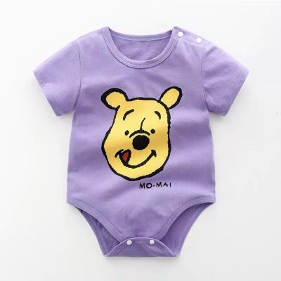 China Hot Selling 100% Cotton Baby Clothing Round Shoulder Collar Button 100% Baby Overalls 100% Short Sleeve Romper for sale