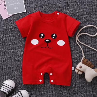 China Pure Cotton 100% Cotton Baby Jumpsuit Cartoon Pattern Baby 100% Short Sleeve Romper Clothes Baby Pajamas for sale