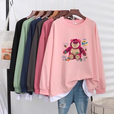 China Rose Hooded Sweatshirts Women Anti-wrinkle Autumn Winter Girl Printed Sleeve Pocket Pullover Casual Loose Hoodies Harajuku 2021 Long for sale