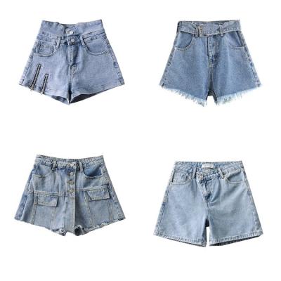 China 2022 New Fashion Anti-Wrinkle Anti-Wrinkle Summer Ladies High Waist Pocket Ripped Jeans Denim High Rise Shorts For Women for sale