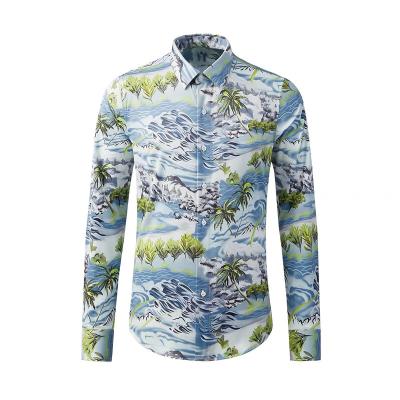 China 2022 new aliexpress OU code hawaii men's anti-pilling shirts printed long sleeves men's shirts factory wholesale for sale