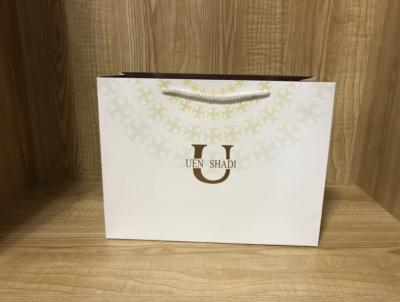 China Custom CMYK Printing Cardboard Shopping Bags With Nylon Rope Handle for sale