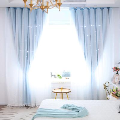 China Dropshipping Luxury Cortina De Salas Blackout LOSPRING Star Curtain Design Hollow Curtain Wholesale Ready Made Living Room for sale