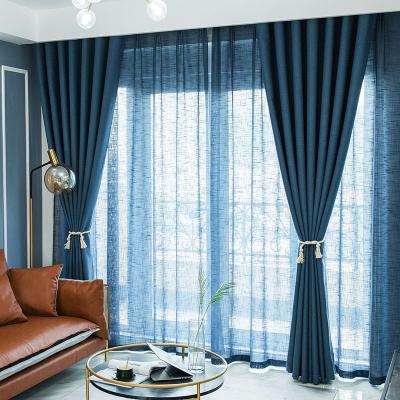 China Blackout LOSPRING Factory Direct Supply Appearance Linen Curtains For Living Room High Blackout Solid Color Blackout Drapes for sale