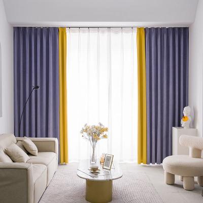 China Blackout LOSPRING factory supply modern simple color pure cashmere two color blackout stitching curtain for sale