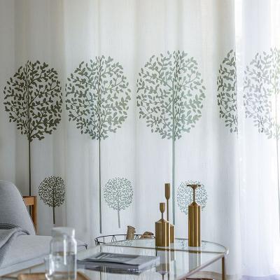 China Blackout LOSPRING Factory Supply New Style Tree Printing Tulle Curtain Bedroom Natural Living Room Dropshipping for sale