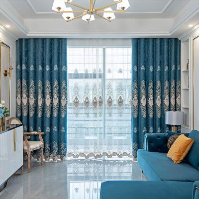 China Luxury Blackout Lospring Factory Curtain Embroidery Customized Ready Made Curtain Fabric Window Drapes For Living Room for sale