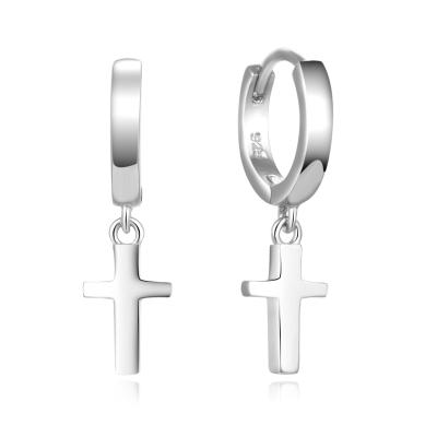 China TRENDY 925 Sterling Silver Cross Stud Earrings For Women Mens Dangle Circle Earrings for sale