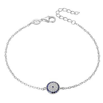 China Vintage Charm Women Friendship Small 925 Sterling Silver Evil Eye Bracelet for sale